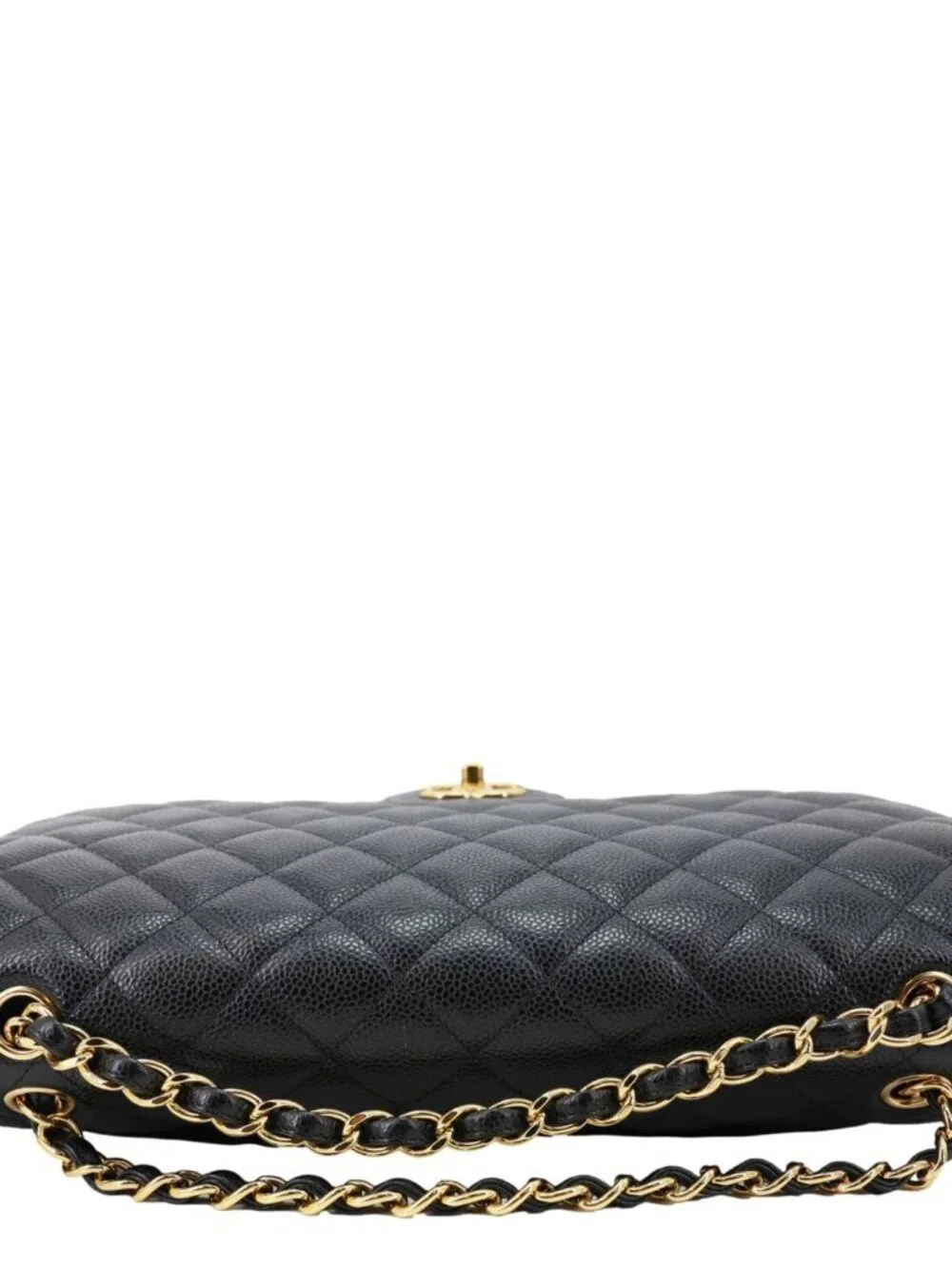 Chanel  Classic Double Flap Large Quilted Caviar Leather Shoulder Bag Black